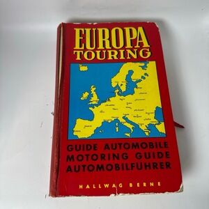 Hallwag Europa‎ Touring Guide 1964 Red Multilingual Maps Vintage Collectible